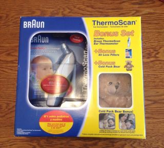 Braun Thermoscan Bonus Set Baby Infant Ear Thermometer Cold Pack Bear Bonus