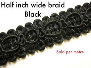 Black Chair Braid Trimming Fabric Upholstery Trim per M