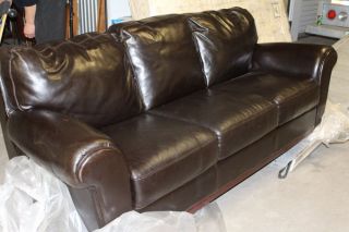 Chocolate Brown Leather Sofa Chair Ottoman