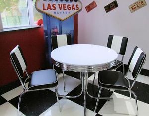 American 50s Diner Furniture 4 Black Chairs