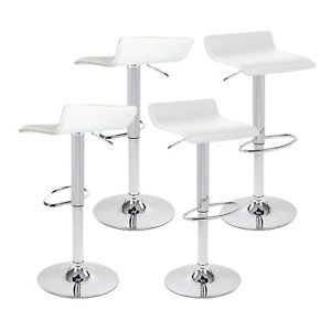 Set of 4 New White Swivel Modern Bombo Chair Pub Bar Stool Barstools Chrome Lot
