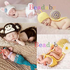 Baby Girl Boy Newborn 9M Knit Crochet Handmade Clothes Photo Prop Outfits WHS350