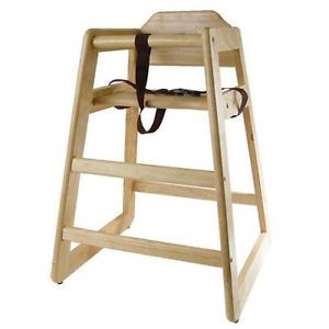 Wooden Restaurant Style High Chair Child Seat Natural Wood Color