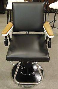 Black White Mid Century Belvedere Hydraulic Reclining Salon Barber Shop Chair