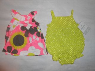 New Lot of 2 Baby Girl Summer Outfits Size 3 Months Green Pink Nice Gift
