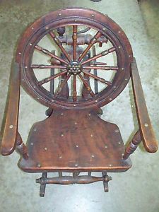 Antique Spinning Wheel Rocking Chair 19th Century