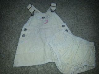 OshKosh Baby Girls Overalls Jumper Dress w Diaper Cover 12 Months