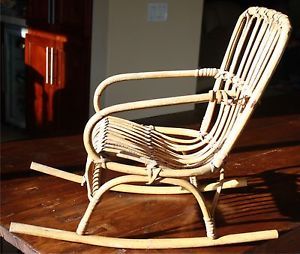 Antique Vintage Salesman Sample Model Bamboo Rocking Chair
