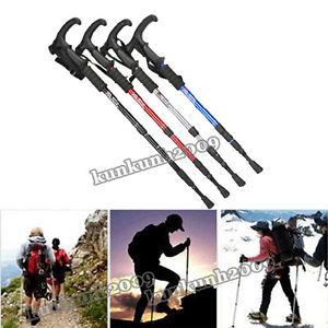 Durable Adjustable Anti Shock Hiking Cane Walking Pole Trekking Stick Crutches