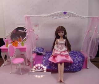 Barbie Size Dollhouse Furniture Living Room Dressing Table Chair Bed Set A135