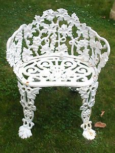 Vintage Cast Iron Chair Grape Leaves Design Lawn Garden Patio Chair Antique