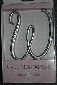 Letter w Silver Monogram Wedding Cake Topper Pick