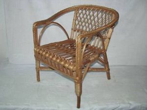 Antique Wicker Arched Barrel Back Mission Arts Crafts Doll Child Child's Chair