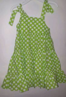 Kelly's Kids Boutique Sz 5 6 Years Lime White Polka Dot Dress