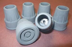 6 ea 3 4" Gray Rubber Round Tips Cane Chair Legs Canes Fits Tubing and Dowels