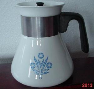 Vtg Corning Ware Blue Cornflower RARE Stove Top Coffee Pot w Lid 6 Cups P 106