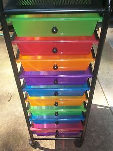 Multi Colored Storage Bin Cart 10 Drawer Organizer