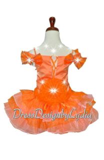 644Z Sale Orange Pageant Wedding Party Queen Dress Baby Outfit 12 18M