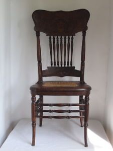 6 Antique Oak Press Back Dining Chairs North Winds