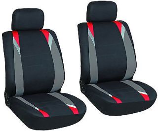 6 Piece Red Gray Black Front Car Seat Cover Set Bucket Chairs 