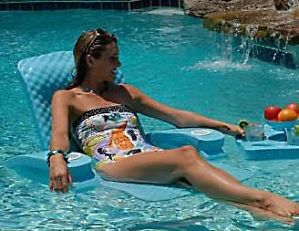 Texas Recreation Swimming Pool Vinyl Foam Float Folding Baja Chair Aquamarine