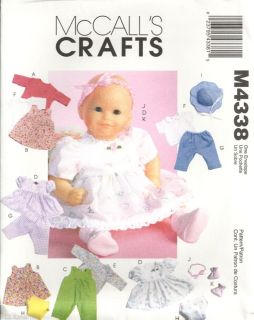McCalls Crafts M4338 Sewing Pattern Baby Doll Clothes in 2 Sizes Uncut