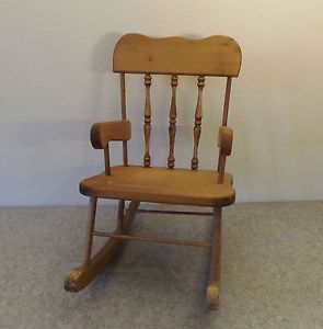 Wood Wooden Toy Bear Baby Doll Rocking Chair Furniture Craft Tinker Estate Find