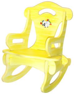 Yellow Puzzle Rocker Rocking Chair Solid Wood Kid Child Baby Boy Girl Furniture