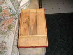 Vintage Red Wood Painted Flatware Utensil Drawer Organizer Tray