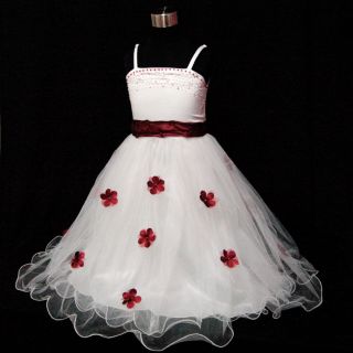 R408 28 as 1DUS Red Christmas Wedding Party Flower Girls Pageant Dress Size 3 4Y