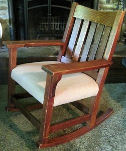 Antique Gustav Stickley V Back Rocking Chair Mission Arts Crafts