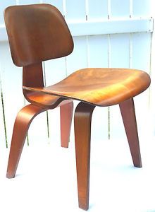 Herman Miller Evans DCW Chair Red Dyed Eames Era Mid Century Atomic Age Wood 5 2
