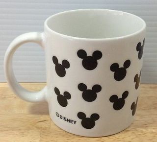Disney Mickey Mouse Ears Mug Black Face Silhouette White Embossed Vintage