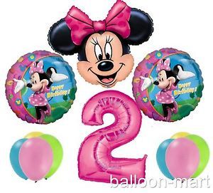 Disney Minnie Mouse 2nd Birthday Balloons Party Supplies Latex Happy Pink Second