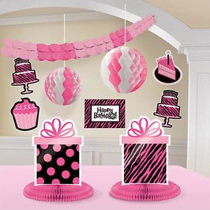 Fabulous Pink Black Zebra Print Room Decorating Kit Birthday Party Supplies