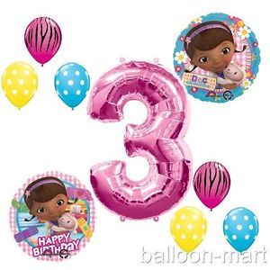 3rd Birthday Doc McStuffins Balloons Girls Party Supplies Hot Pink Zebra Third
