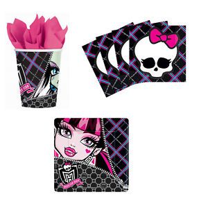 Monster High Birthday Party Supplies Kit Plates Napkins Cups Set for 8 or 16