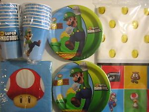 Super Mario Bros Birthday Party Supplies Set Pack for 16