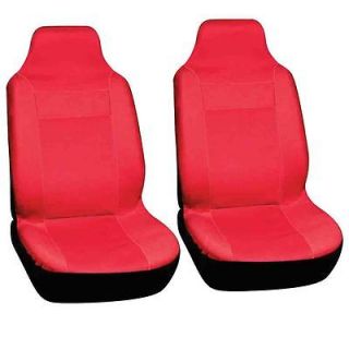 2pc Car Seat Covers Set Solid Red High Back Buckets Integrated Racing Sport Fit