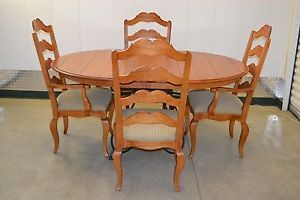 Ethan Allen Legacy Maple Dining Table Four Ladderback Chairs 13 6313 13 6400
