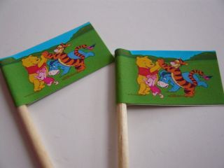 20 Cupcake Flags Toppers Winnie The Pooh Tigger Childrens Birthday Party