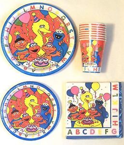 New Sesame Street ABC Alphabet Party Set for 8 Plates Napkins Supplies