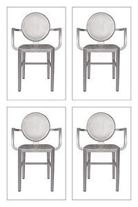 Brushed Aluminum Ghost Chairs Dining Kitchen Armchair "Set of 4" Modern Chair