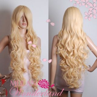 COS Wig Long Blonde Cosplay Party Curly Wig XL 019