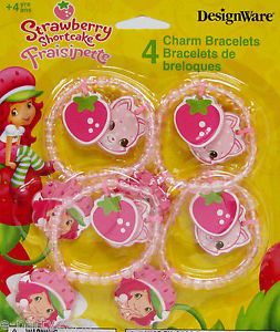 4 Strawberry Shortcake Dolls Charm Bracelets Birthday Party Supplies