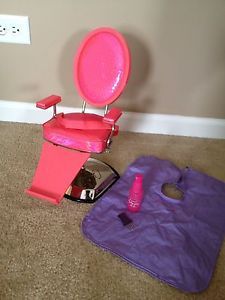 American Girl Doll Pink Salon Chair for Doll with Cape Spray Bottle Retired
