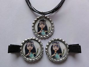 Monster High Cleo de Nile Bottle Cap Necklace and or Hair Clips 25 Party Favors