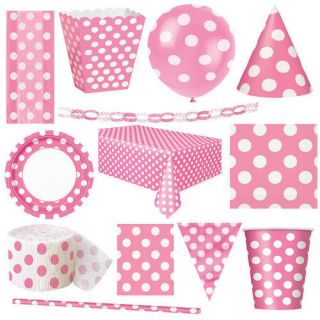 Pink Polka Dot Birthday Party Christening Baby Shower Tableware Decorations