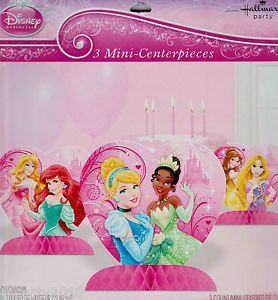3 Disney Princess Sparkle Mini Centerpieces Birthday Party Supplies Decorate