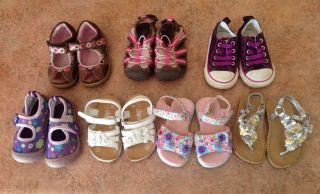 7 Pairs Toddler Girl Shoes Sandals Sneakers Stride Rite Converse Size 5 5 5